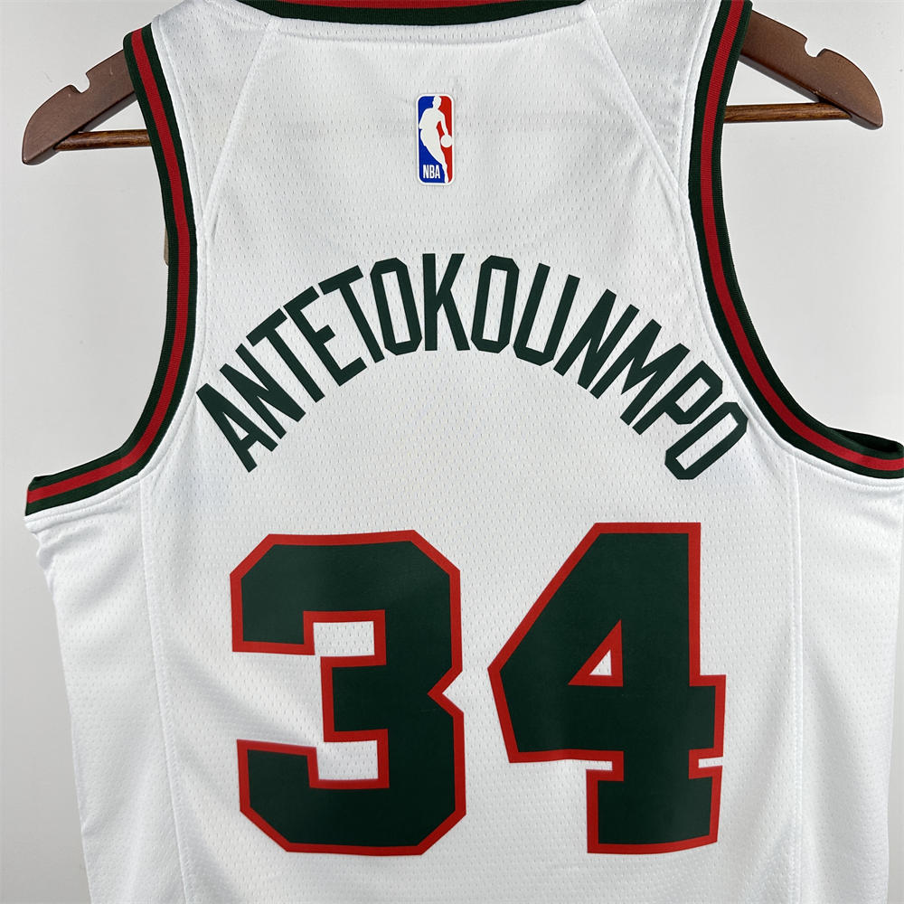 NBA Milwaukee Bucks 2018 Round Neck White jersey ANTETOKOUNMPO#34 S-XXL