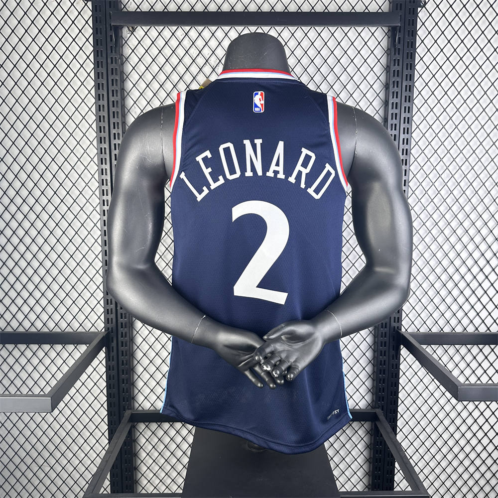 NBA Los Angeles Clippers 24/25 Round Neck dark blue Jersey LEONARD#2 S-XXL