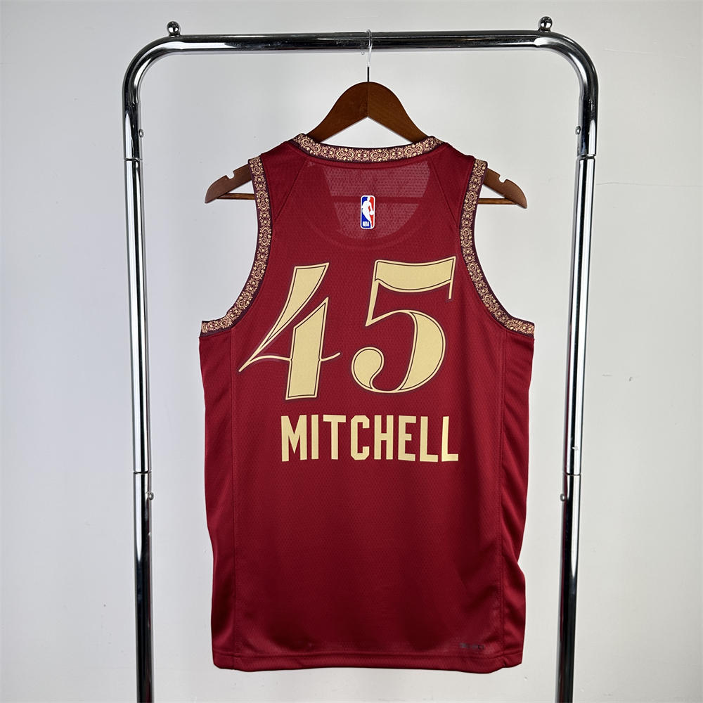 NBA Cleverland Cavaliers 2024 Round Neck Red jersey MITCHELL#45 S-XXL