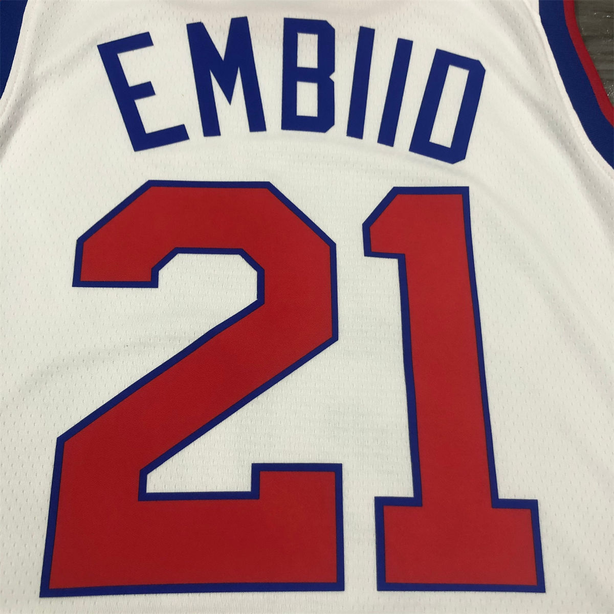 NBA Philadelphia 76ers Round Neck White Jersey EMBIID#21 S-XXL