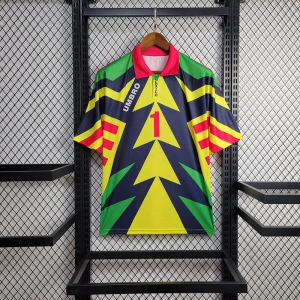 Retro Mexico 1995 Goalkeeper Colorful jersey Fan Version CAMPOS Number 1
