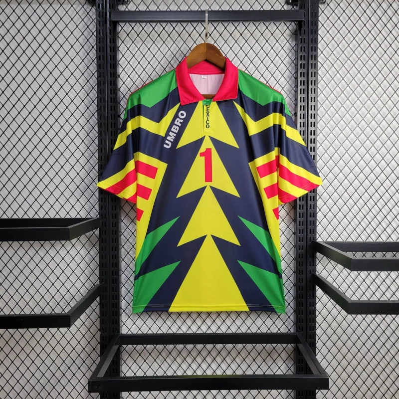 Retro Mexico 1995 Goalkeeper Colorful jersey Fan Version CAMPOS Number 1