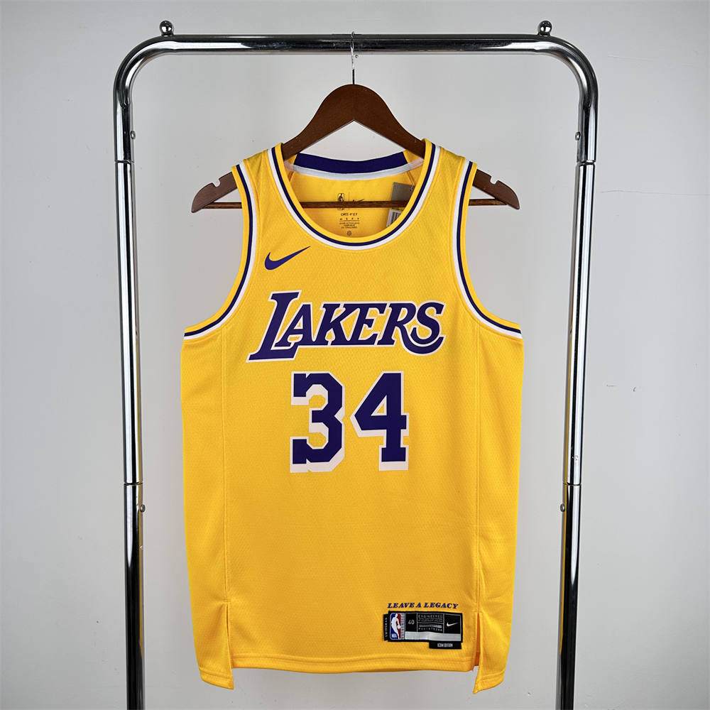 NBA Los Angeles Lakers O'NEAL#34 2022/23 Gold Association Edition Swingman Jersey S-XXL