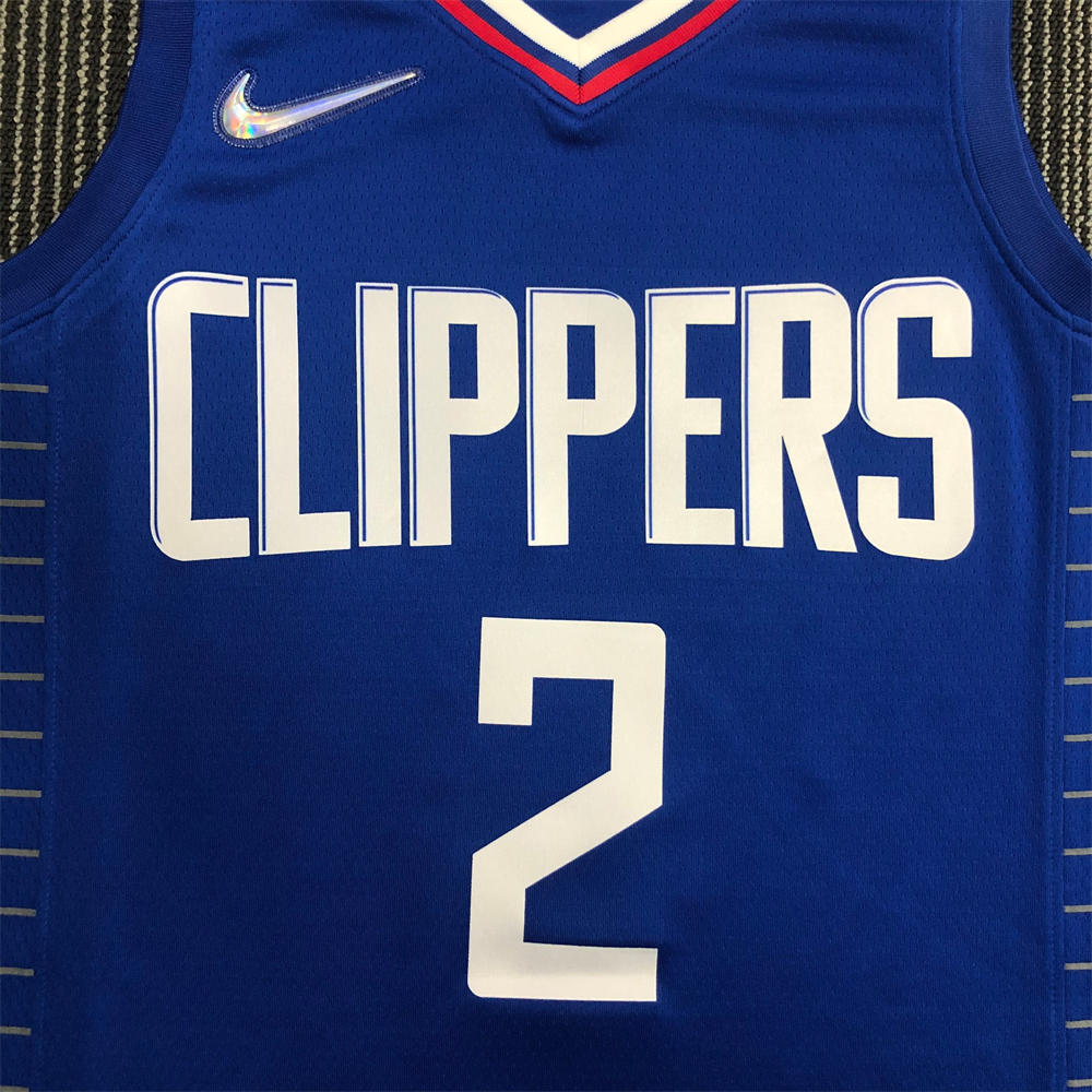 NBA Los Angeles Clippers V-Neck Blue 75th Anniversary Jersey LEONARD#2 S-XXL