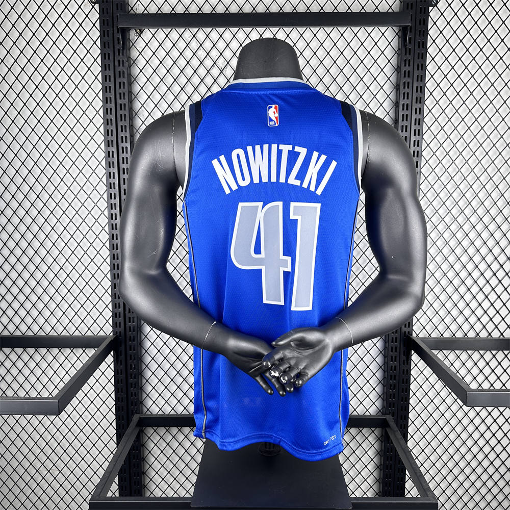 NBA Dallas Mavericks V-Neck Blue Jersey NOWITKI#41 S-XXL