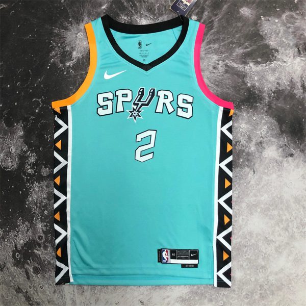 NBA San Antonio Spurs V-Neck Cyan jersey LEONARD#2 S-XXL