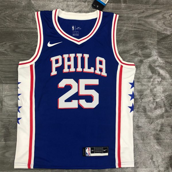 NBA Philadelphia 76ers V-Neck Blue Jersey SIMMONS#25 S-XXL