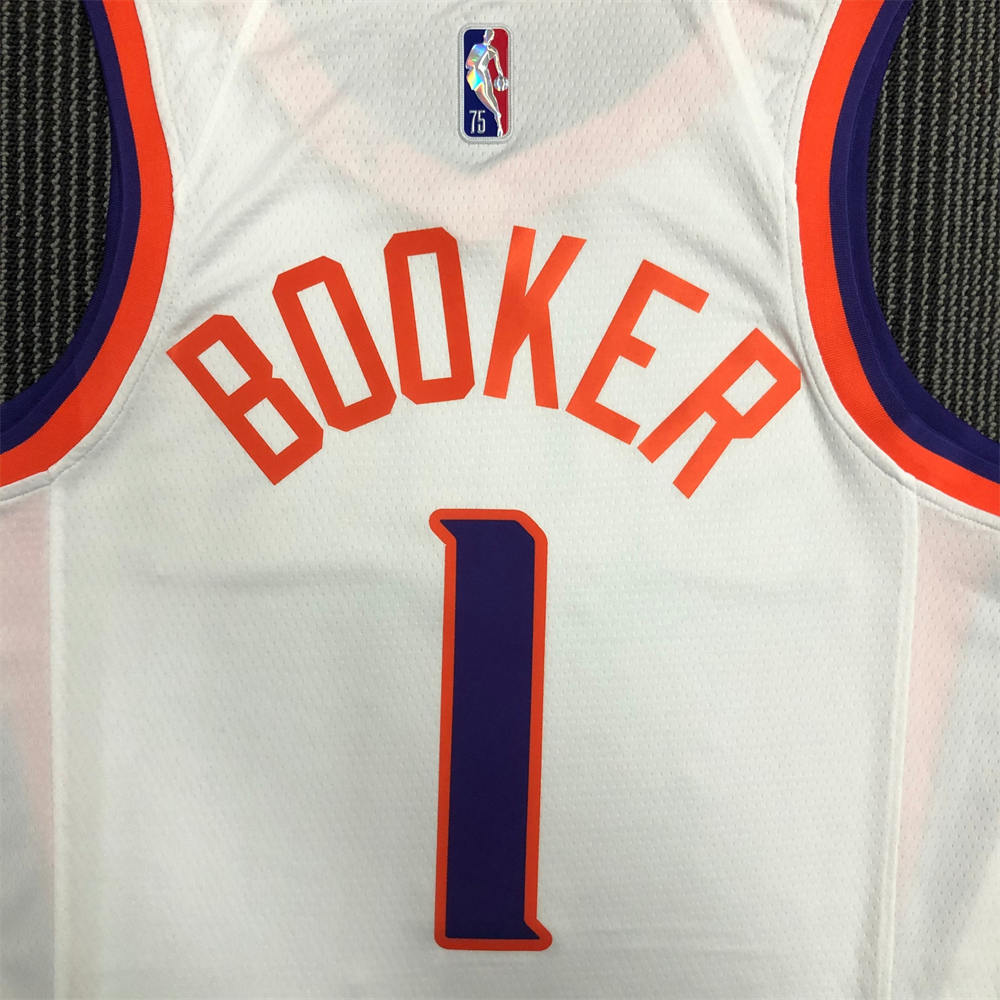 NBA Phoenix Suns V-Neck White 75th Anniversary BOOKER#1 jersey S-XXL