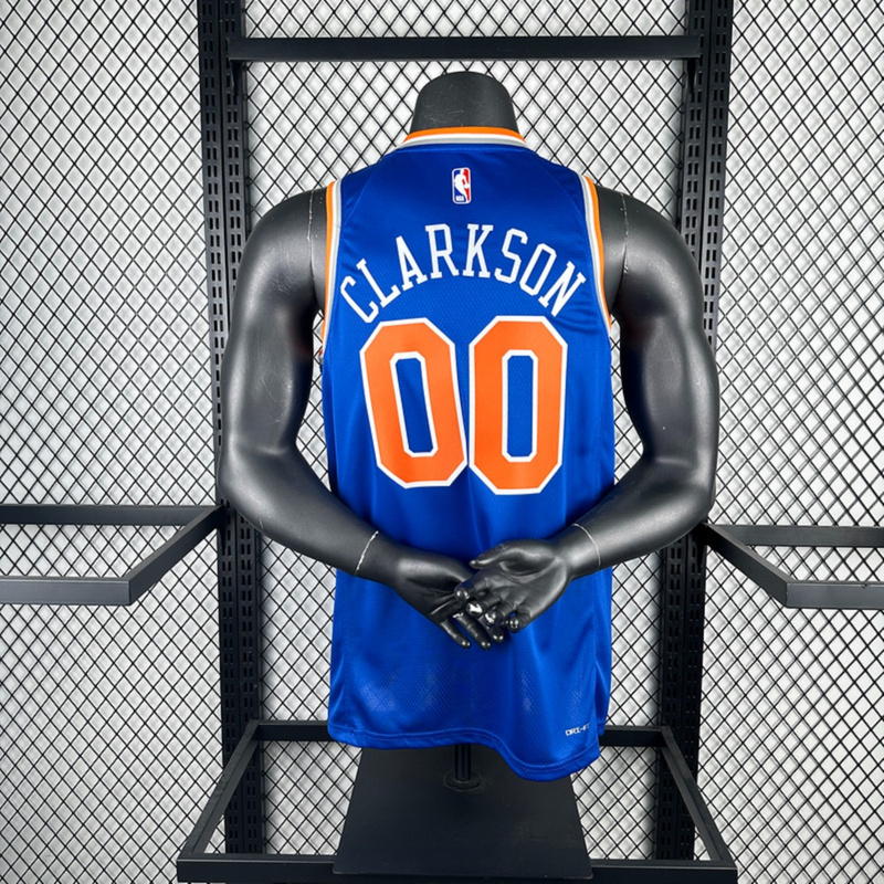 NBA New York Knicks Round Neck Blue jersey CLARKSON#00 S-XXL