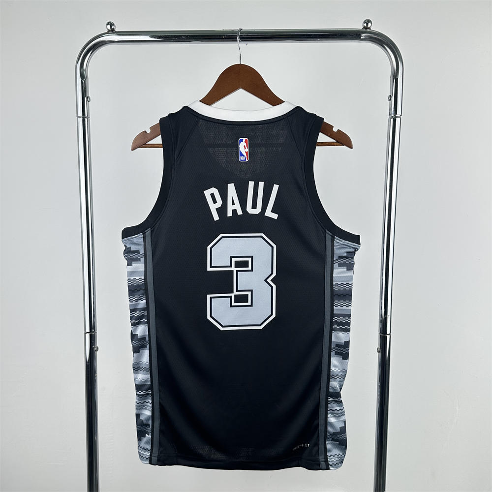NBA San Antonio Spurs V-Neck Black jersey PAUL#3 S-XXL