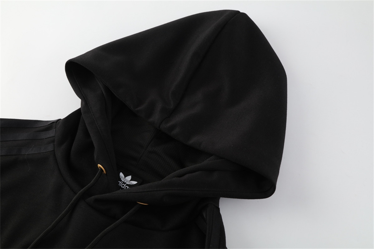 2025 Adidas Black Hoodie Jacket Kit Set Football Team Shirt Sports Fashion