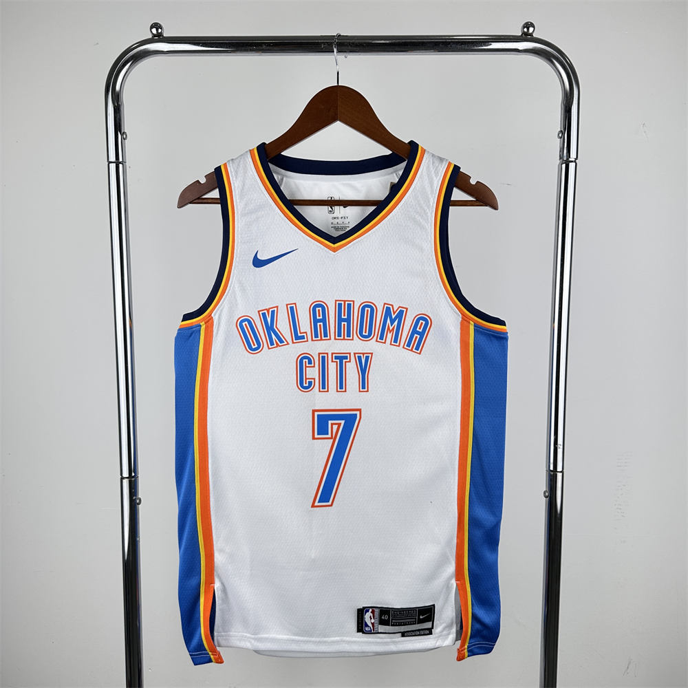 NBA Oklahoma City Thunder V-Neck White Jersey HOLMGREN#7 S-XXL