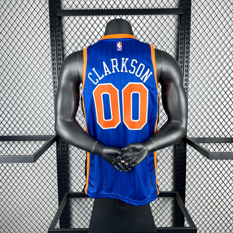 NBA New York Knicks 2024 Round Neck Blue jersey CLARKSON#00 S-XXL
