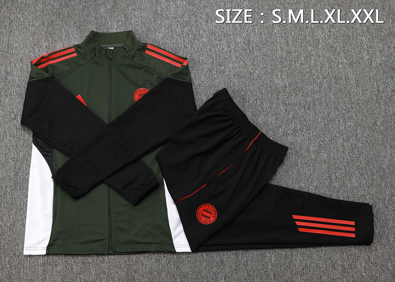 2025/26 Bayern Munich Dark green Jacket Training Suit Set Football Team Shirt Sports Fashion