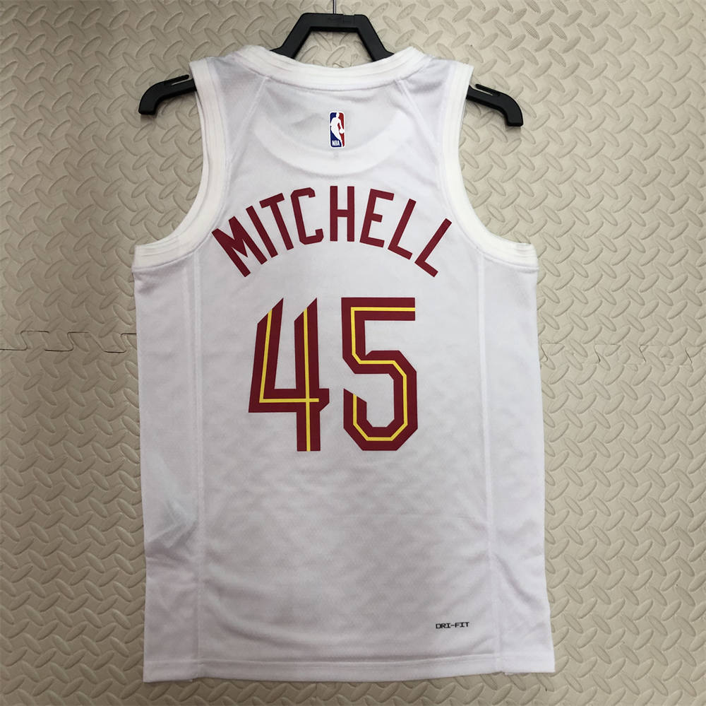 NBA Cleverland Cavaliers Round Neck White jersey MITCHELL#45 S-XXL