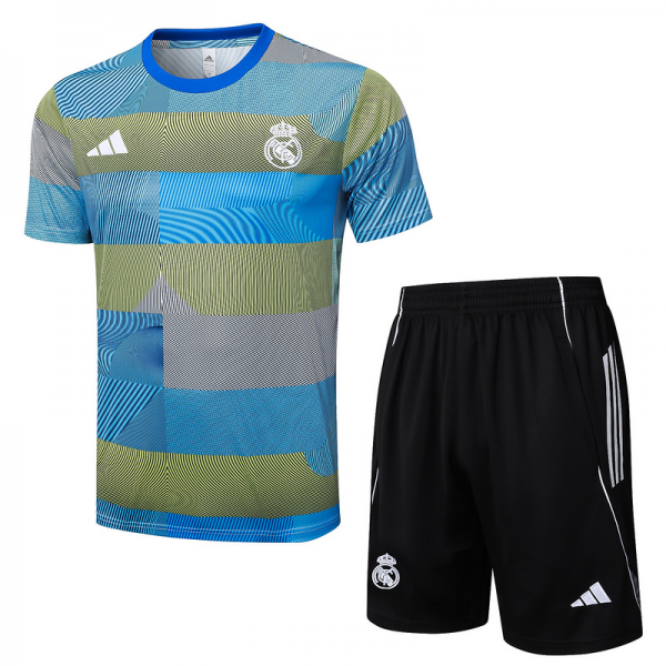 2025/26 Real Madrid Blue Green Training Set Shirt and Shorts
