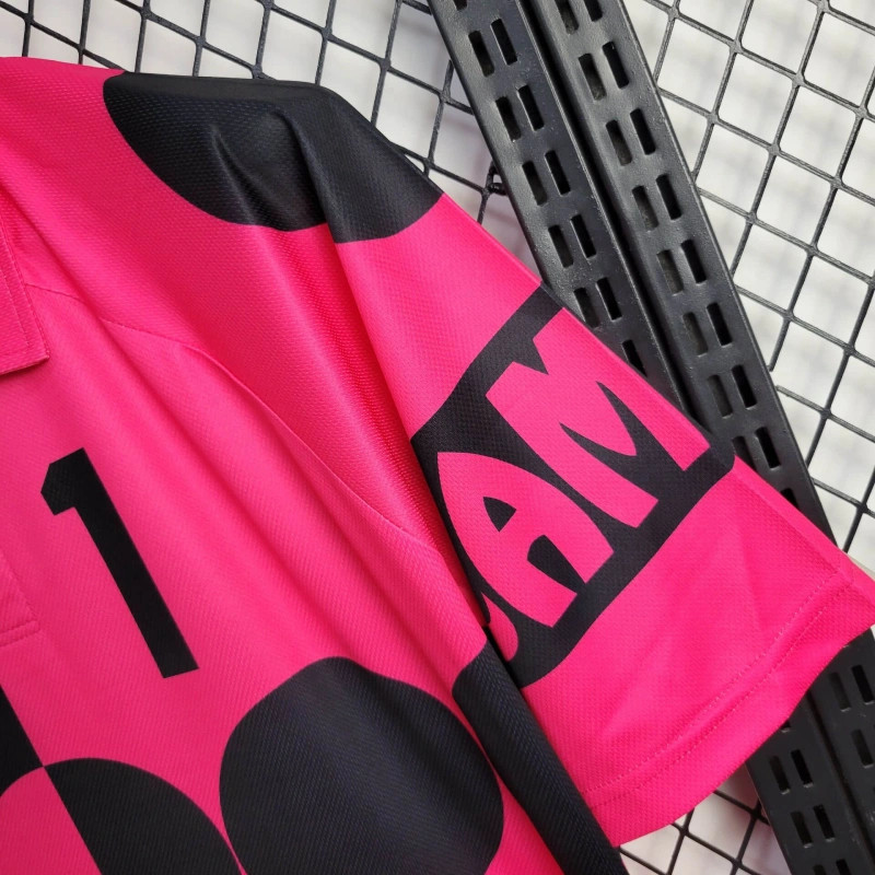 Retro Mexico 1998 World Cup Goalkeeper Pink and Black jersey Fan Version J.CAMPOS Number 1