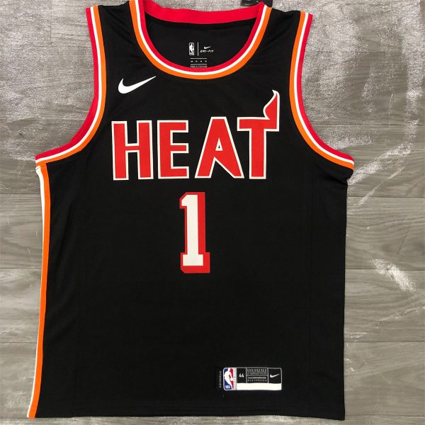 NBA Miami Hearts Round Neck Black Jersey BOSH#1 S-XXL
