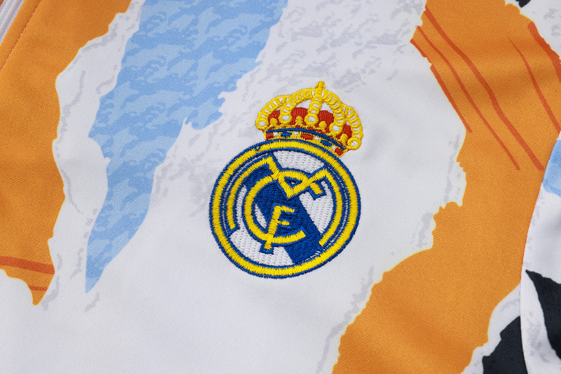 24/25 Real Madrid Blue white yellow Long-sleeved half-pull training kit Football team kit