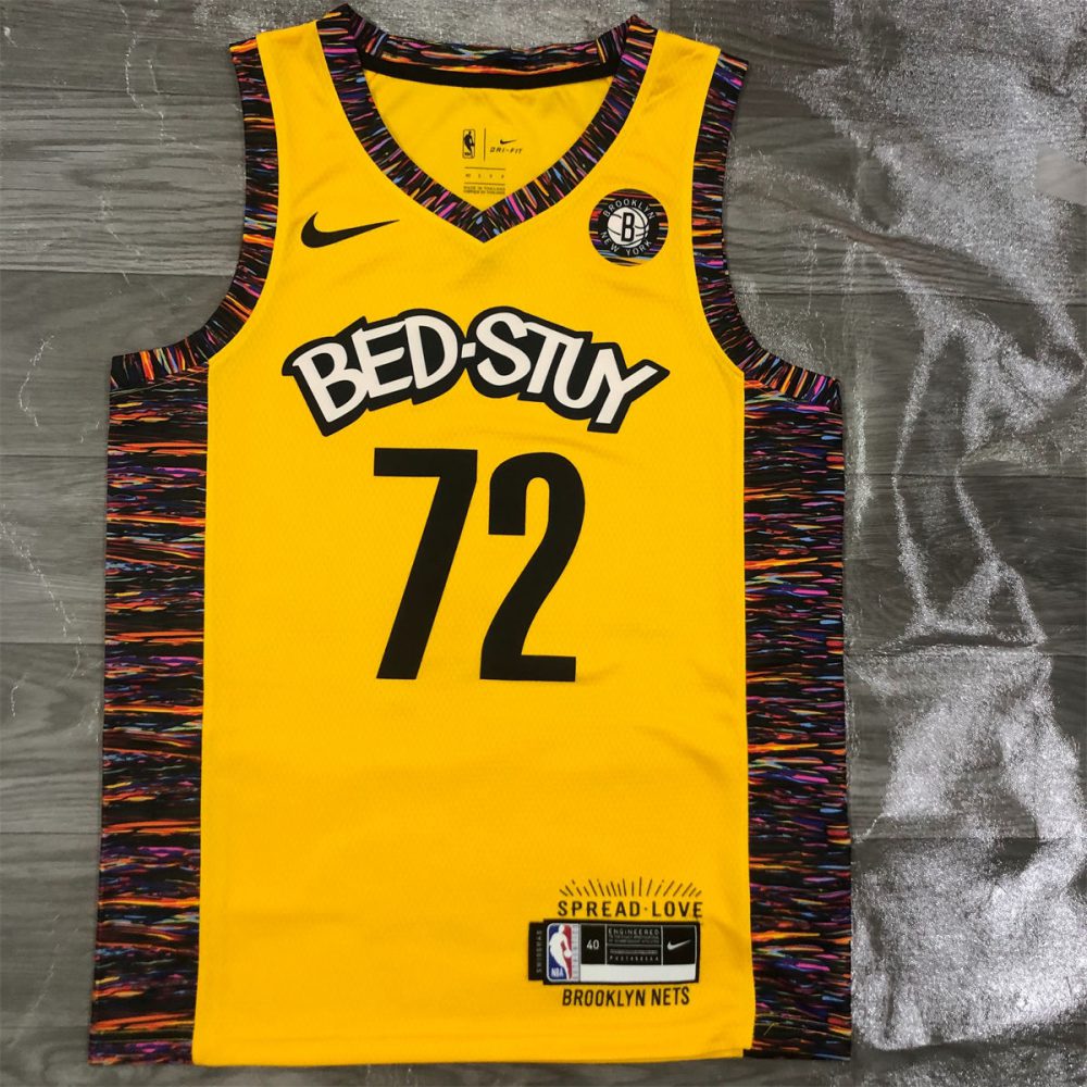 NBA Brooklyn Nets V-Neck Yellow Jersey BIGGIE#72 S-XXL