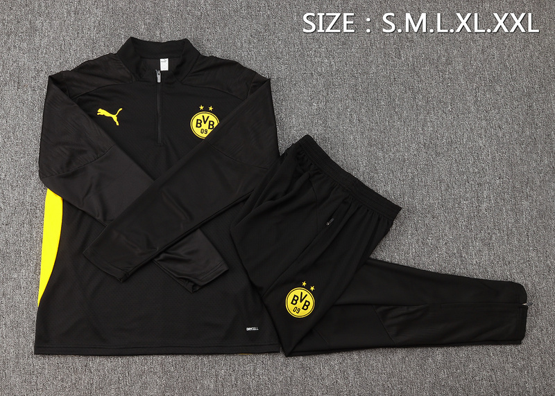 24/25 Dortmund Black Long-sleeved half-pull training kit Football team kit