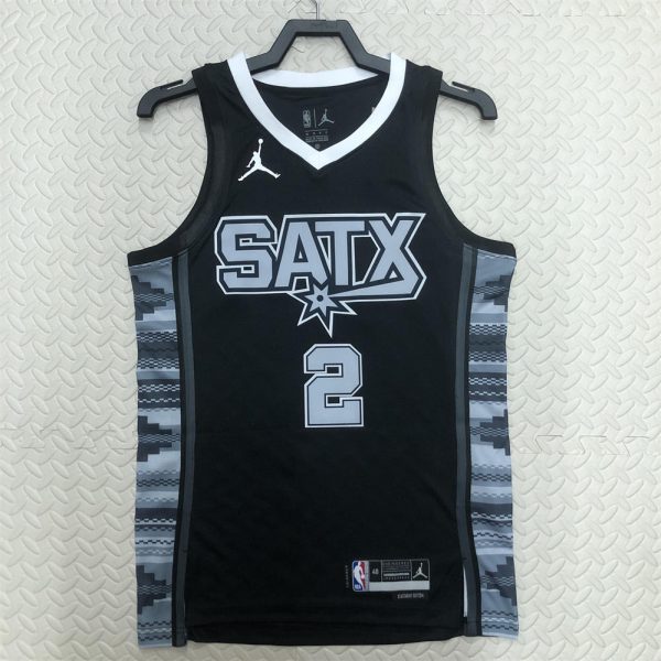 NBA San Antonio Spurs V-Neck Black jersey LEONARD#2 S-XXL