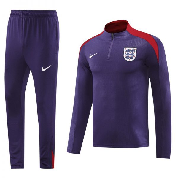 2024 England purple Long-sleeved half-pull training kit Football team kit