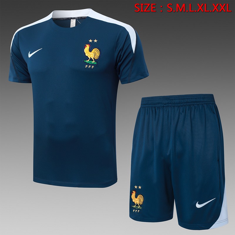 24/25 France Royal Blue Training Set Shirt and Shorts