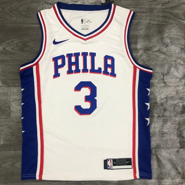 NBA Philadelphia 76ers V-Neck White Jersey IVERSON#3 S-XXL