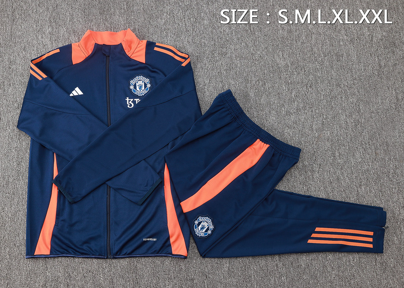 2024/25 Manchester United Royal blue Jacket Training Suit Set Football Team Shirt Sports Fashion