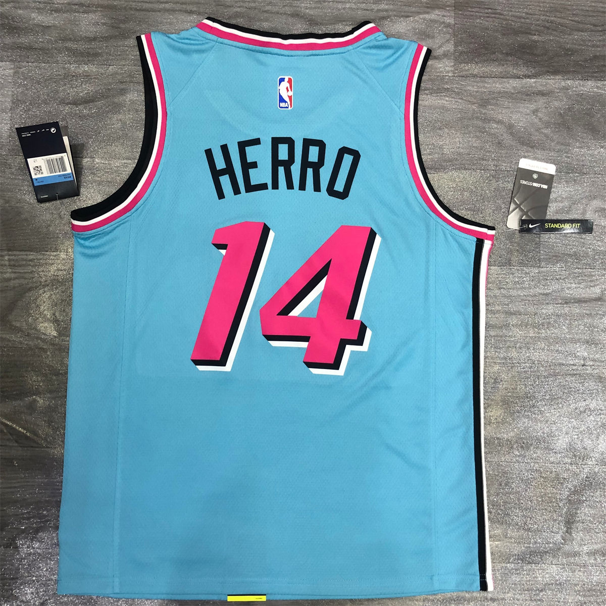 NBA Miami Hearts round neck Light Blue Jersey HERRO#14 S-XXL