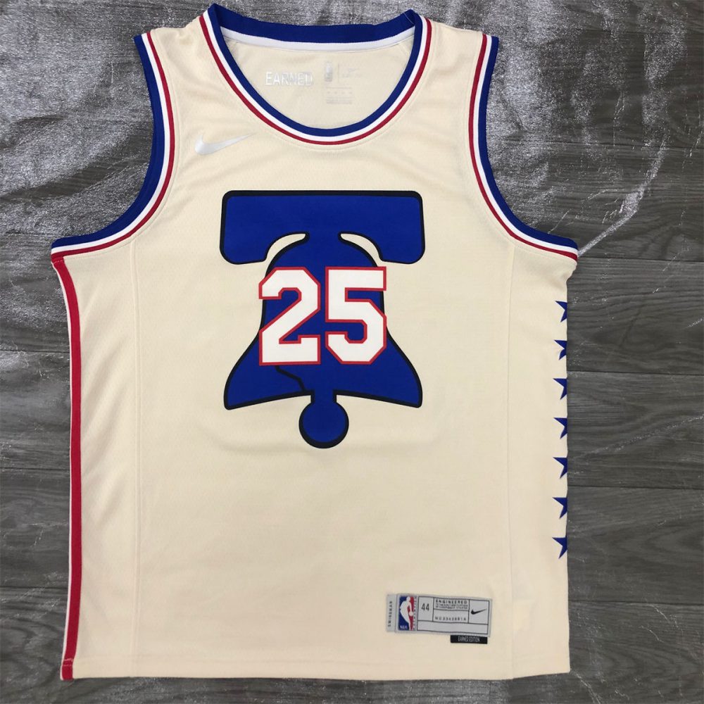 NBA Philadelphia 76ers Round Neck White Jersey SIMMONS#25 S-XXL