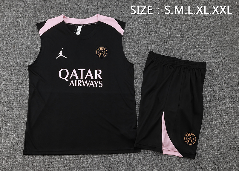 24/25 Paris Black Training Set Shirt and Shorts