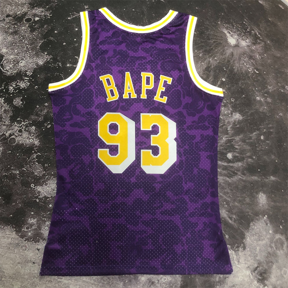 NBA Los Angeles Lakers BAPE×M&N BAPE#93 Purple Hardwood Classics Swingman Jersey S-XXL