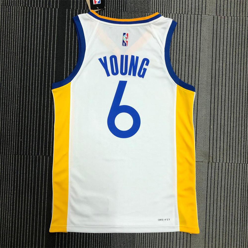 NBA Golden State Warriors V-Neck 75th anniversary White Jersey YOUNG#6 S-XXL