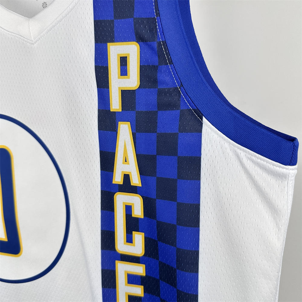 NBA Indiana Pacers 2024 City Edition V-Neck City Edition White Jersey HALIBURTON#0 S-XXL