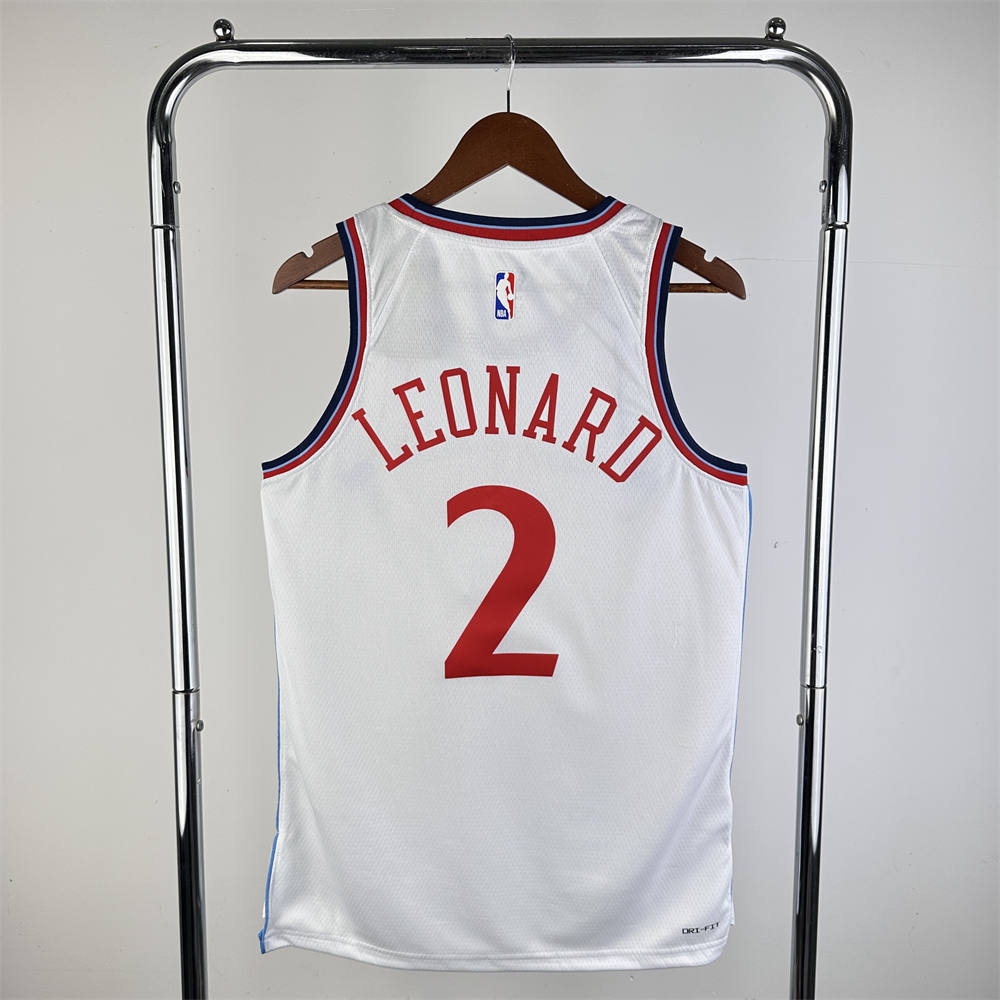 NBA Los Angeles Clippers 24/25 Round Neck White Jersey LEONARD#2 S-XXL