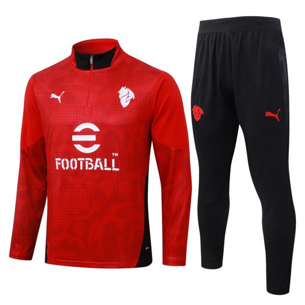 202526 AC Milan Red Long-sleeved half-pull training kit Football team kit