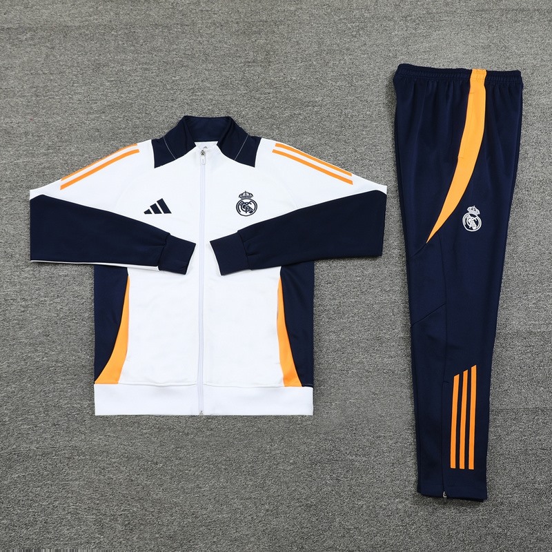 2024 Real Madrid White Jacket Training Suit Set Football Team Shirt Sports Fashion