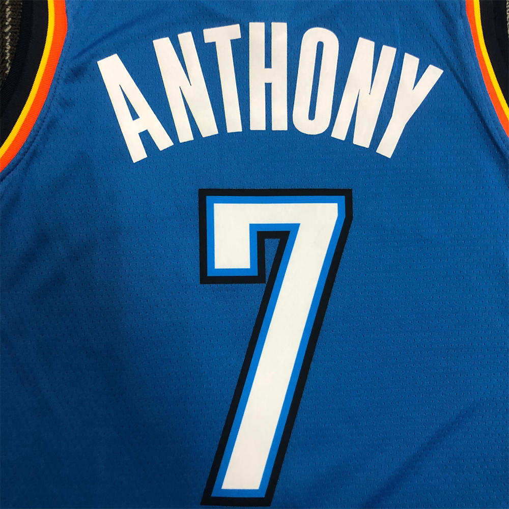 NBA Oklahoma City Thunder V-Neck Blue Jersey ANTHONY#7 S-XXL