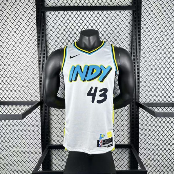 NBA Indiana Pacers 24/25 City Edition V-Neck White Jersey SIAKAM#43 S-XXL