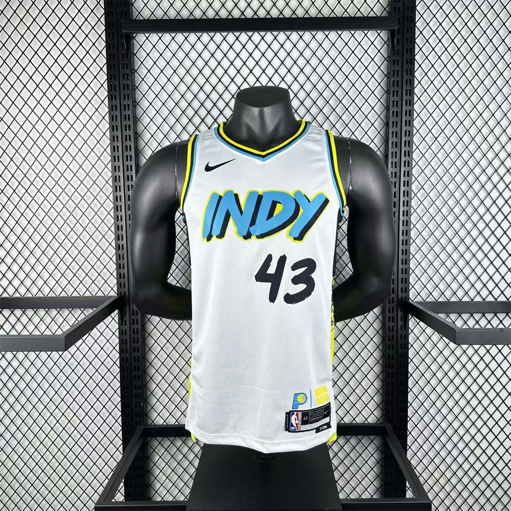NBA Indiana Pacers 24/25 City Edition V-Neck White Jersey SIAKAM#43 S-XXL