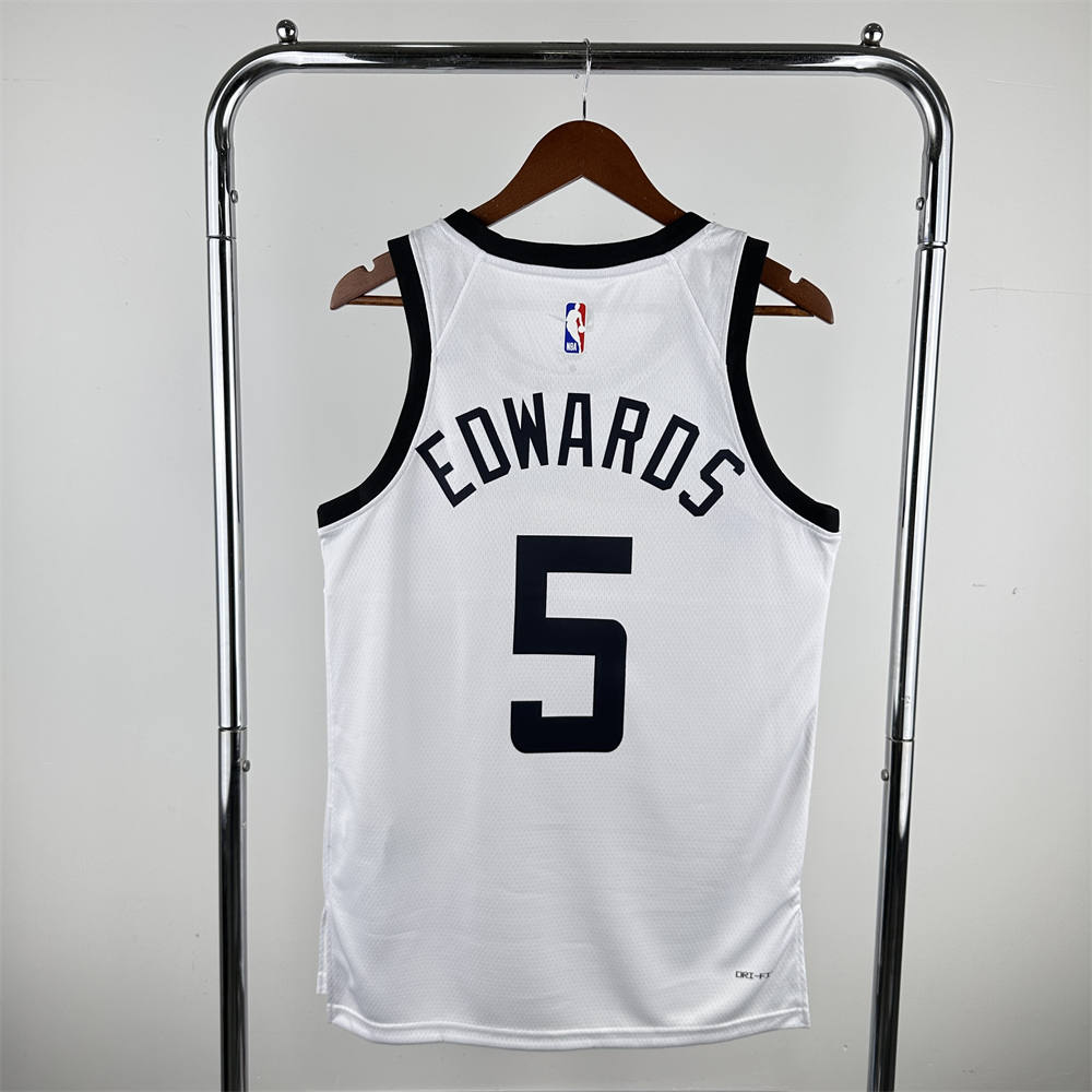 NBA Minnesota Timberwolves Round Neck Black Jersey EDWARDS#5 S-XXL