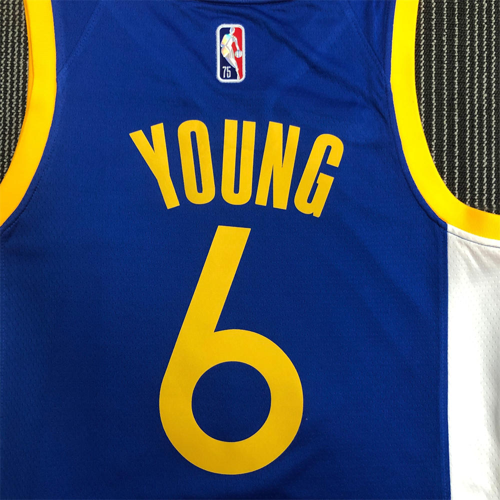 NBA Golden State Warriors V-Neck 75th anniversary Blue Jersey YOUNG#6 S-XXL