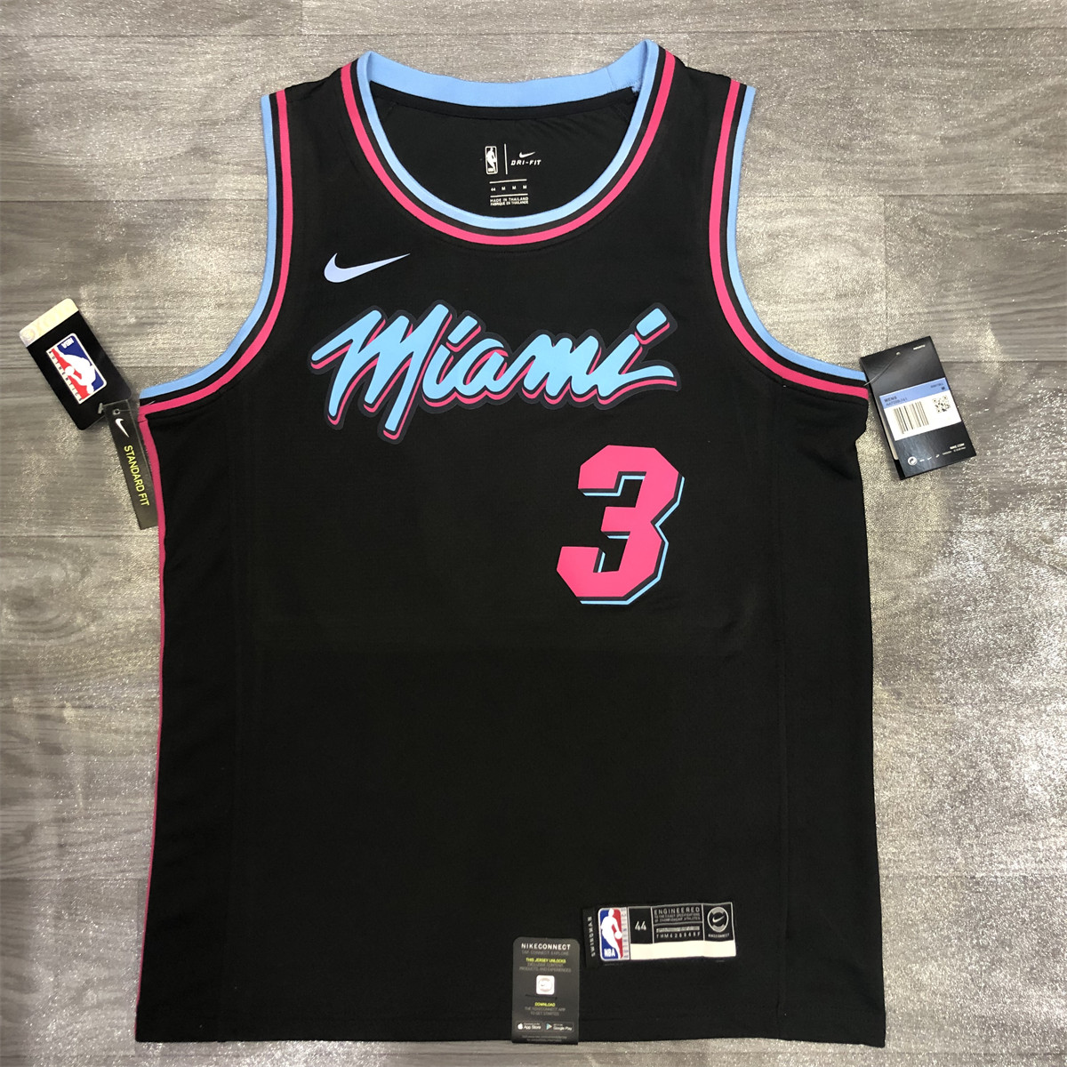 NBA Miami Hearts round neck Black Jersey Wade#3 S-XXL