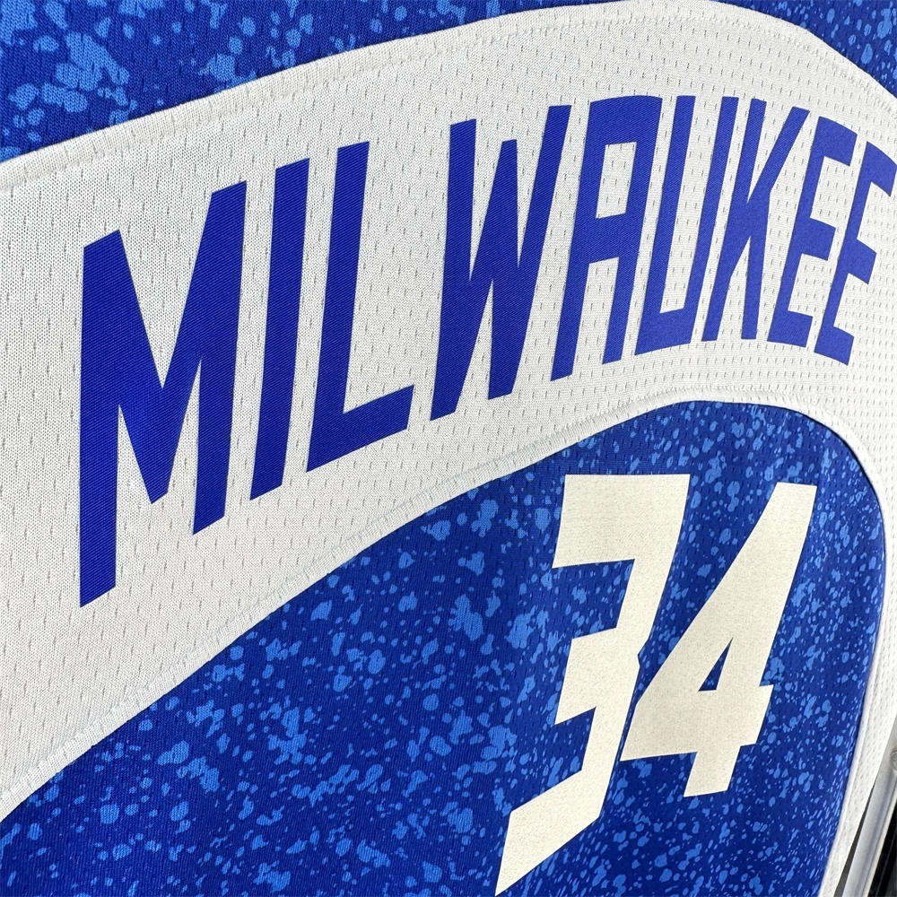 NBA Milwaukee Bucks 2024 Round Neck City Edition Blue jersey ANTETOKOUNMPO#34 S-XXL
