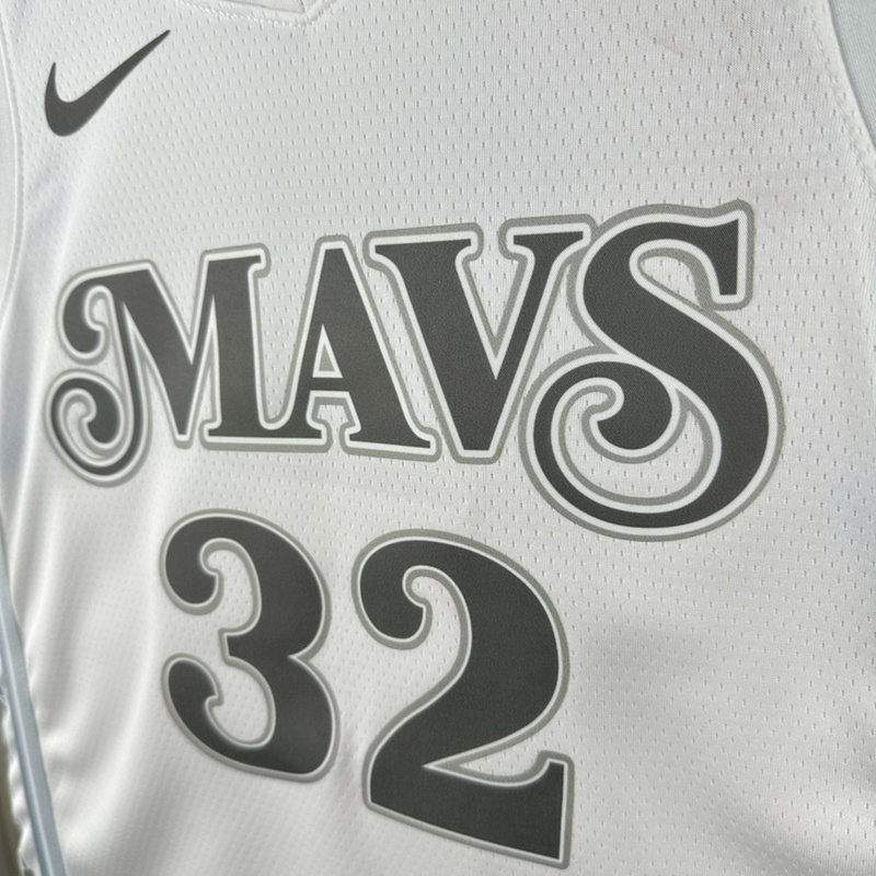 NBA Dallas Mavericks 24/25 City Edition V-Neck White Jersey FLAGG#32 S-XXL