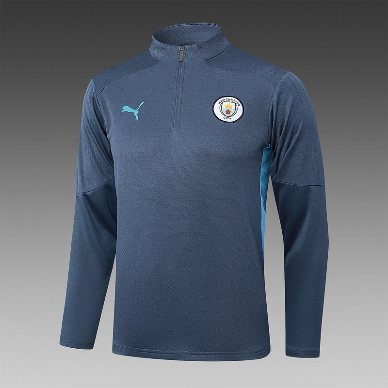 202526 Manchester City Grey Long-sleeved half-pull training kit Football team kit