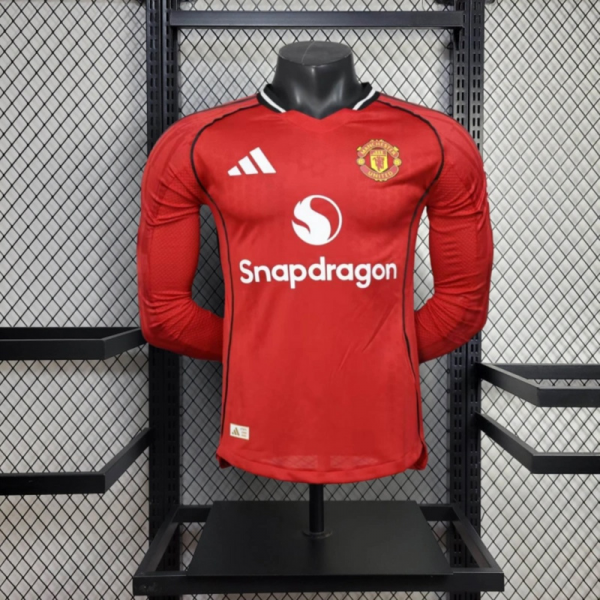 2025/26 Manchester United Home Long Sleeve Jersey Player Version