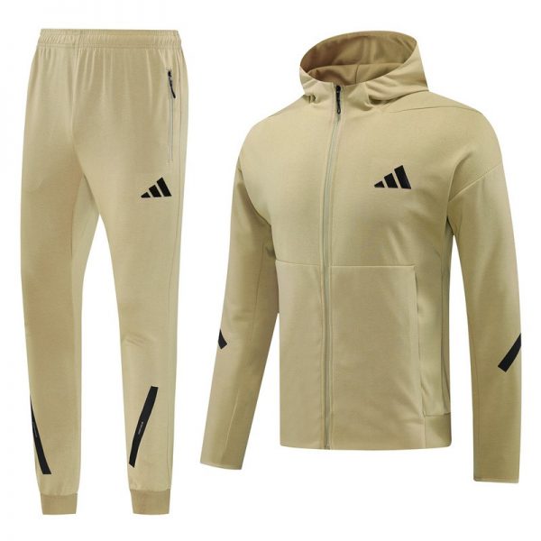 2024 Adidas Khaki Hoodie Jacket Kit Set Football Team Shirt Sports Fashion